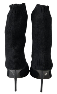 Dolce & Gabbana Black Stiletto Heel Mid Calf Women Boot Women's Shoes