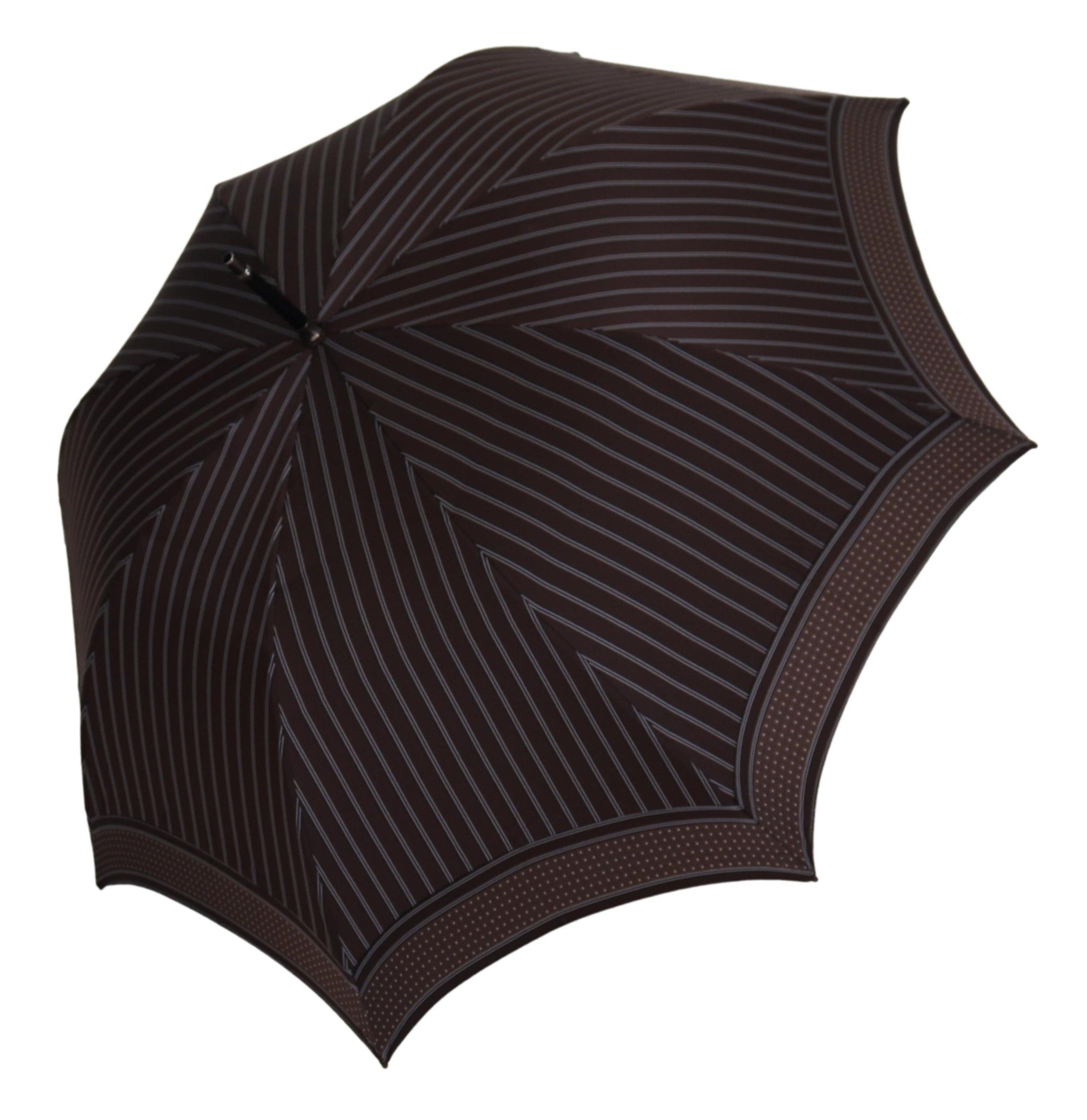 Dolce & Gabbana Dolce & Gabbana Brown Striped Leather Handle Collapsible Sartoria Men's Umbrella