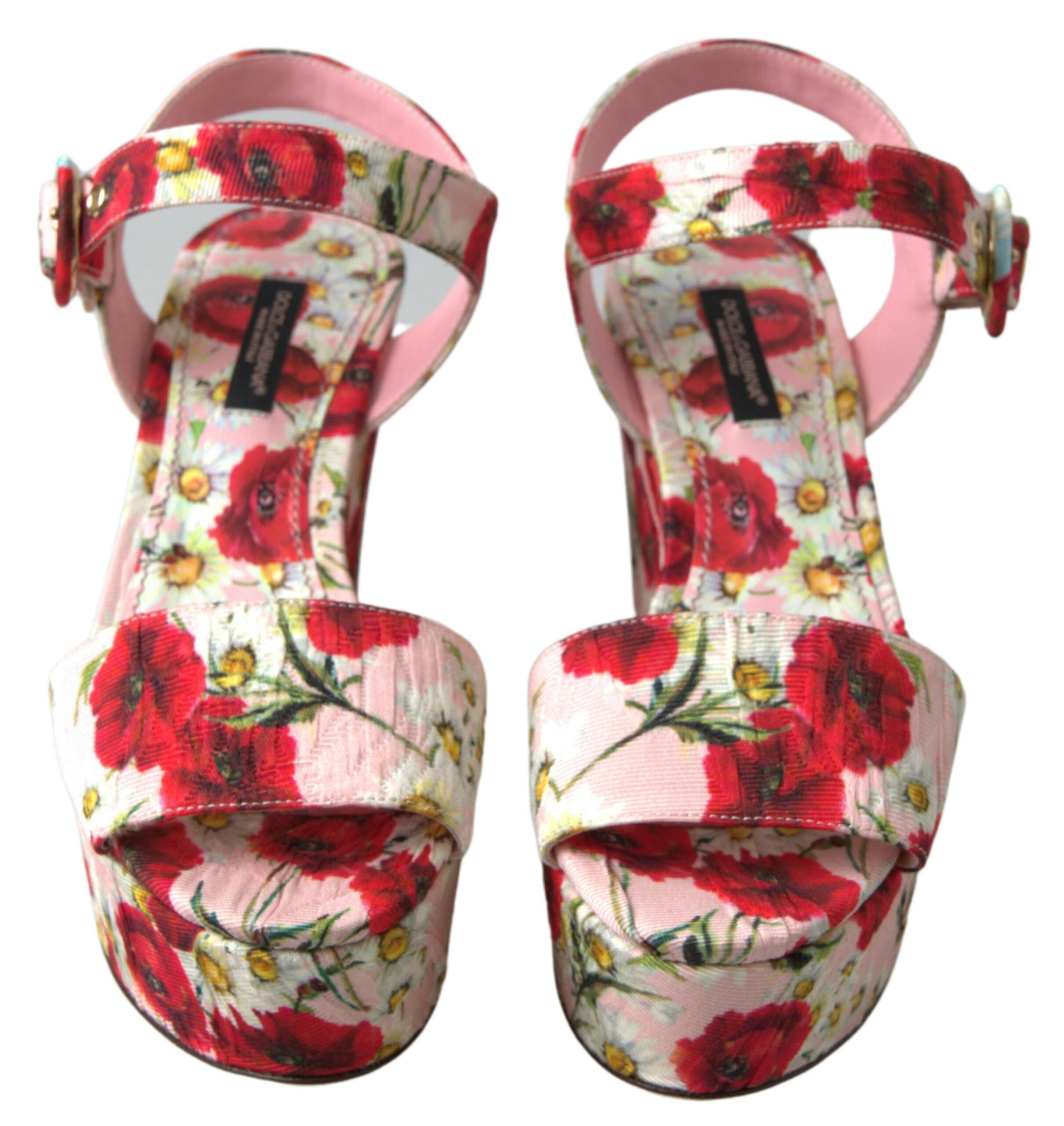 Dolce & Gabbana Floral Ankle Strap Wedge Women's Sandals