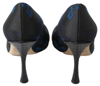 Dolce & Gabbana Blue Floral Ayers Crystal Pumps Women's Shoes