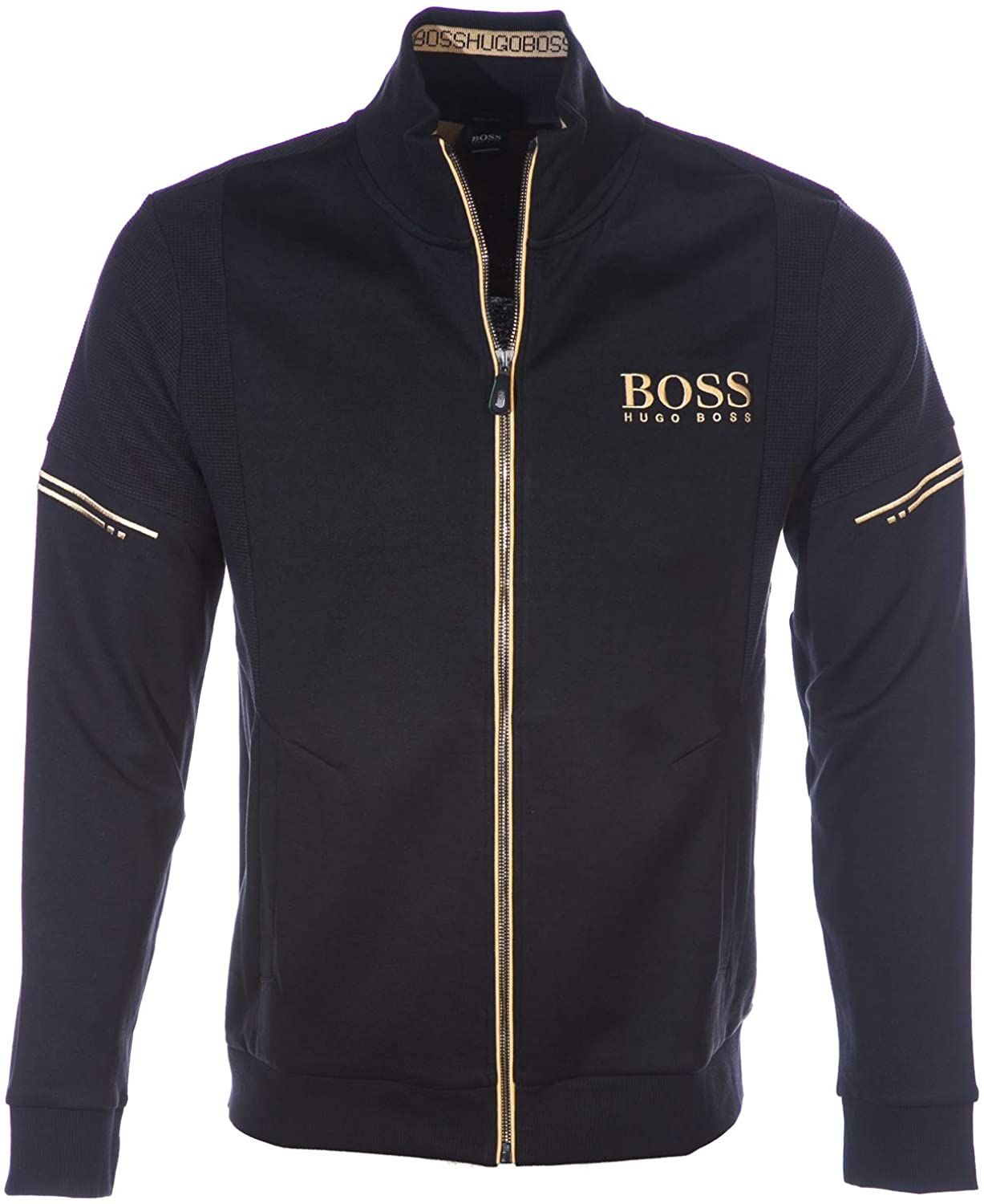 Hugo Boss Men's Blue Gold Logo Full Zip Sweatshirt Skaz 1