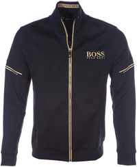 Hugo Boss Men's Blue Gold Logo Full Zip Sweatshirt Skaz 1