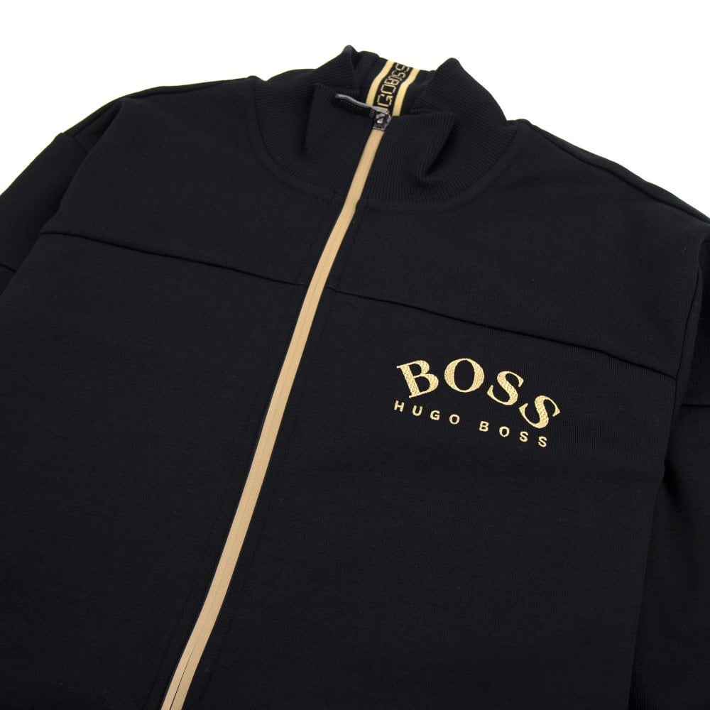 Hugo Boss Men's Blue Gold Logo Full Zip Sweatshirt Skaz 1