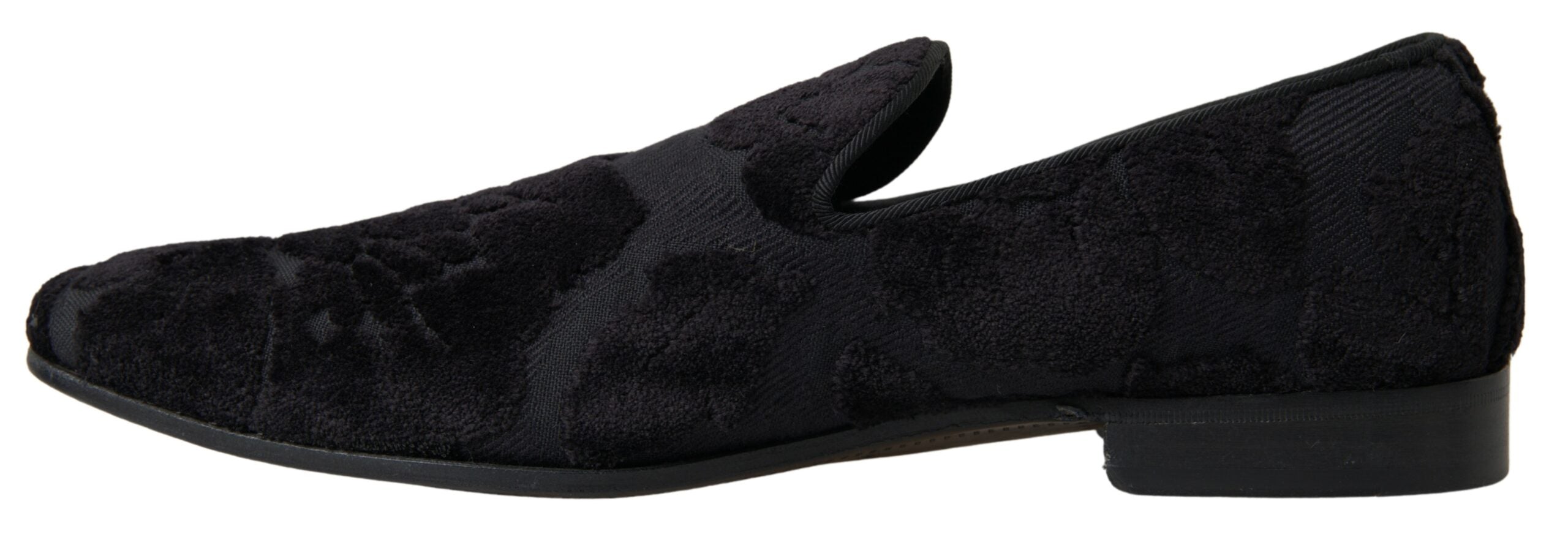 Dolce & Gabbana Black Brocade Loafers Formal Men's Shoes