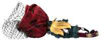Dolce & Gabbana Dolce & Gabbana Red with multicolor Rose Silk Crystal Netted Logo Diadem Women's Headband