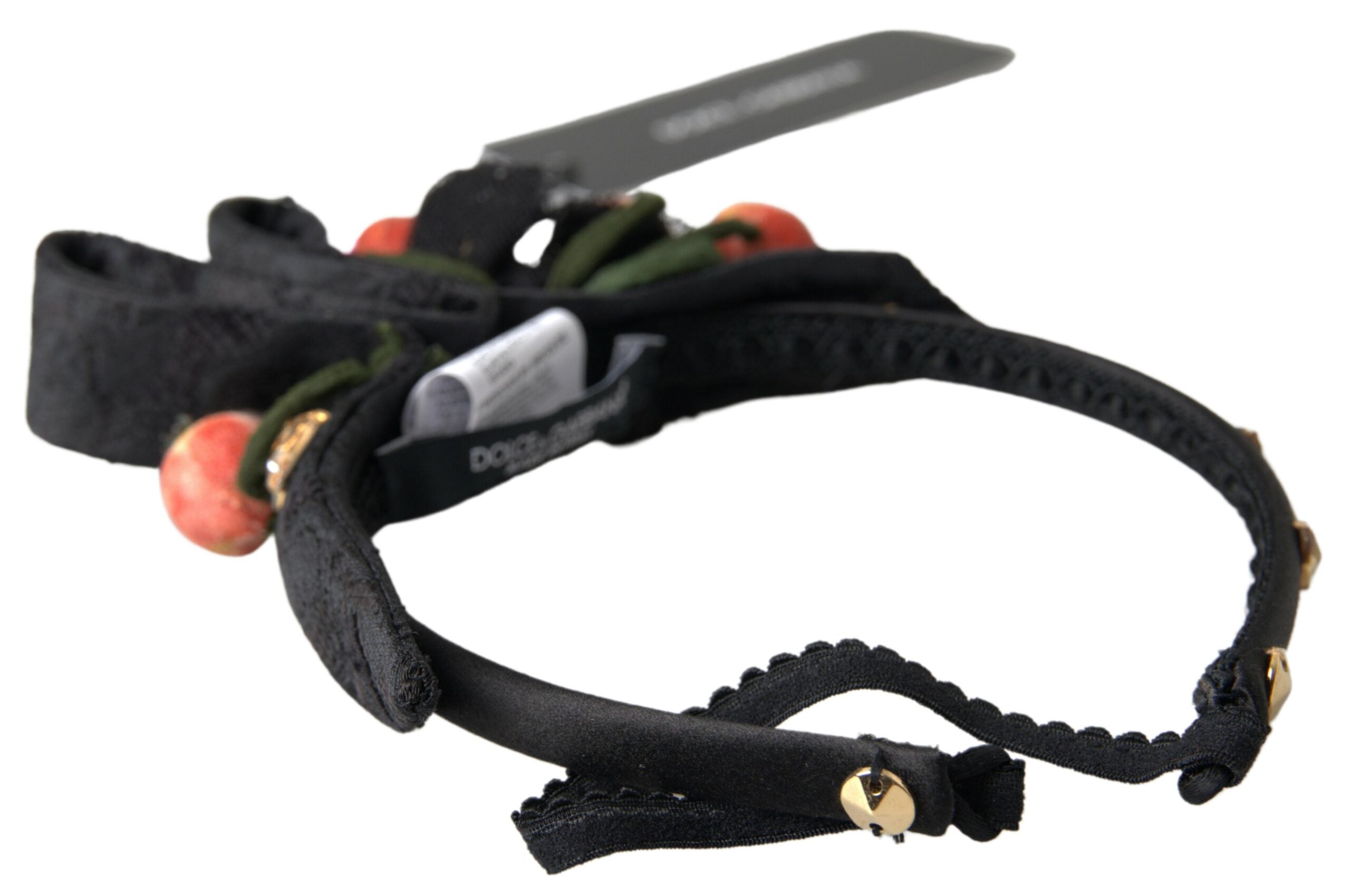 Dolce & Gabbana Dolce & Gabbana Black with multicolor Fig Fruit Crystal Tiara Diadem Women's Headband