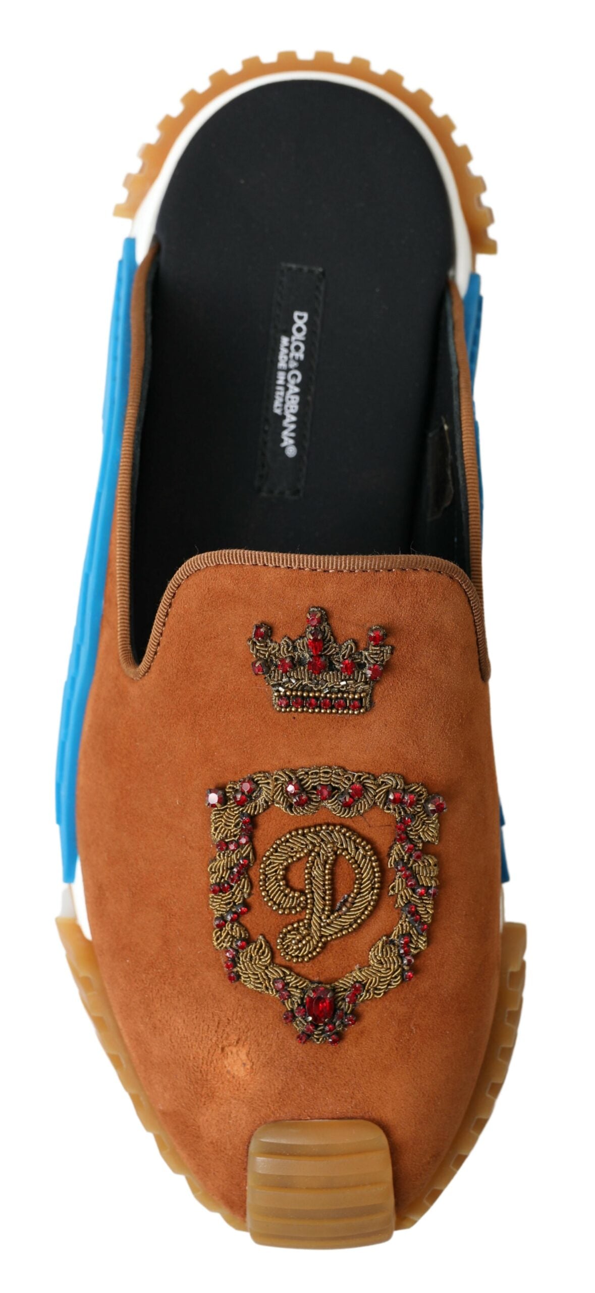 Dolce & Gabbana Dolce & Gabbana Brown Suede Crown Logo NS1 Slides Men's Sandals