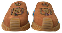 Dolce & Gabbana Dolce & Gabbana Brown Suede Crown Logo NS1 Slides Men's Sandals