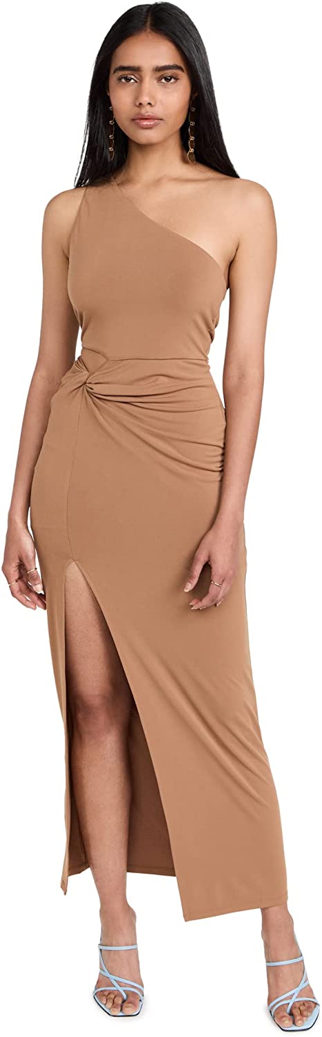 alice + olivia Ashby Front Twist Hip Cutout Dress, Camel
