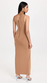 alice + olivia Ashby Front Twist Hip Cutout Dress, Camel