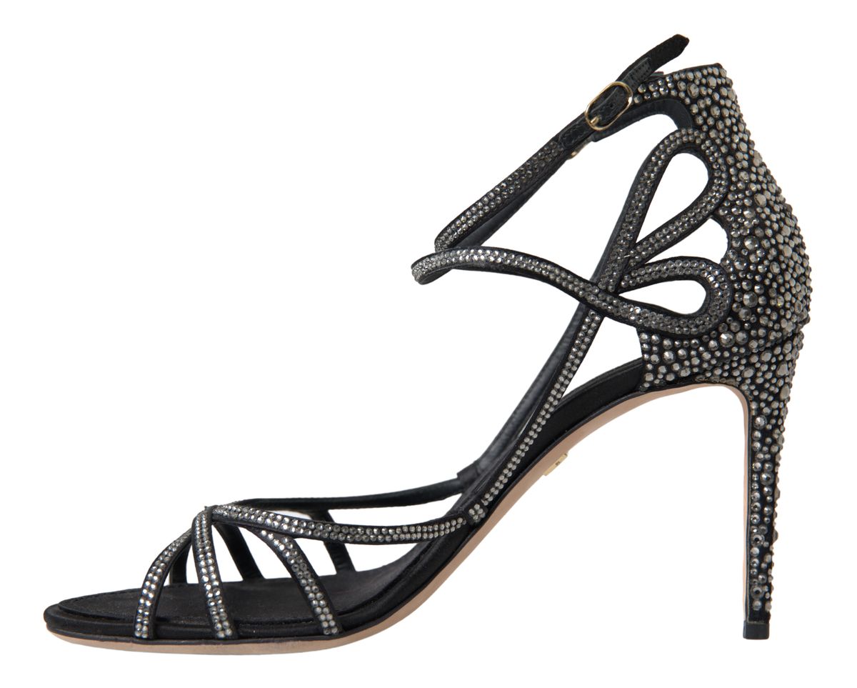 Dolce & Gabbana Rhinestone Stiletto Sandal Satin Women's Shoes