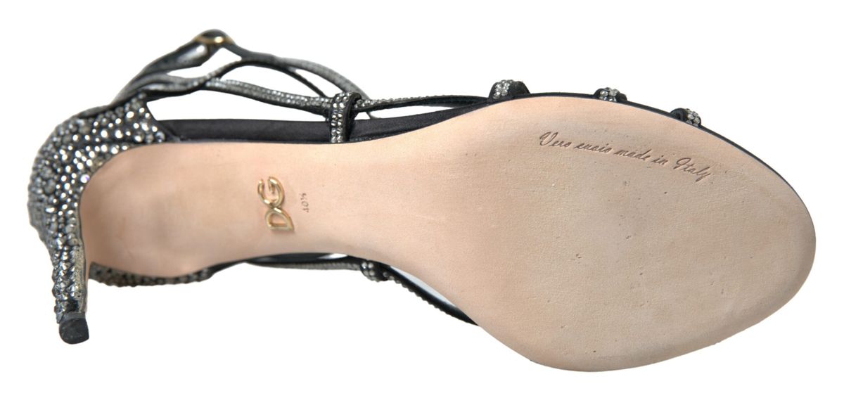 Dolce & Gabbana Rhinestone Stiletto Sandal Satin Women's Shoes