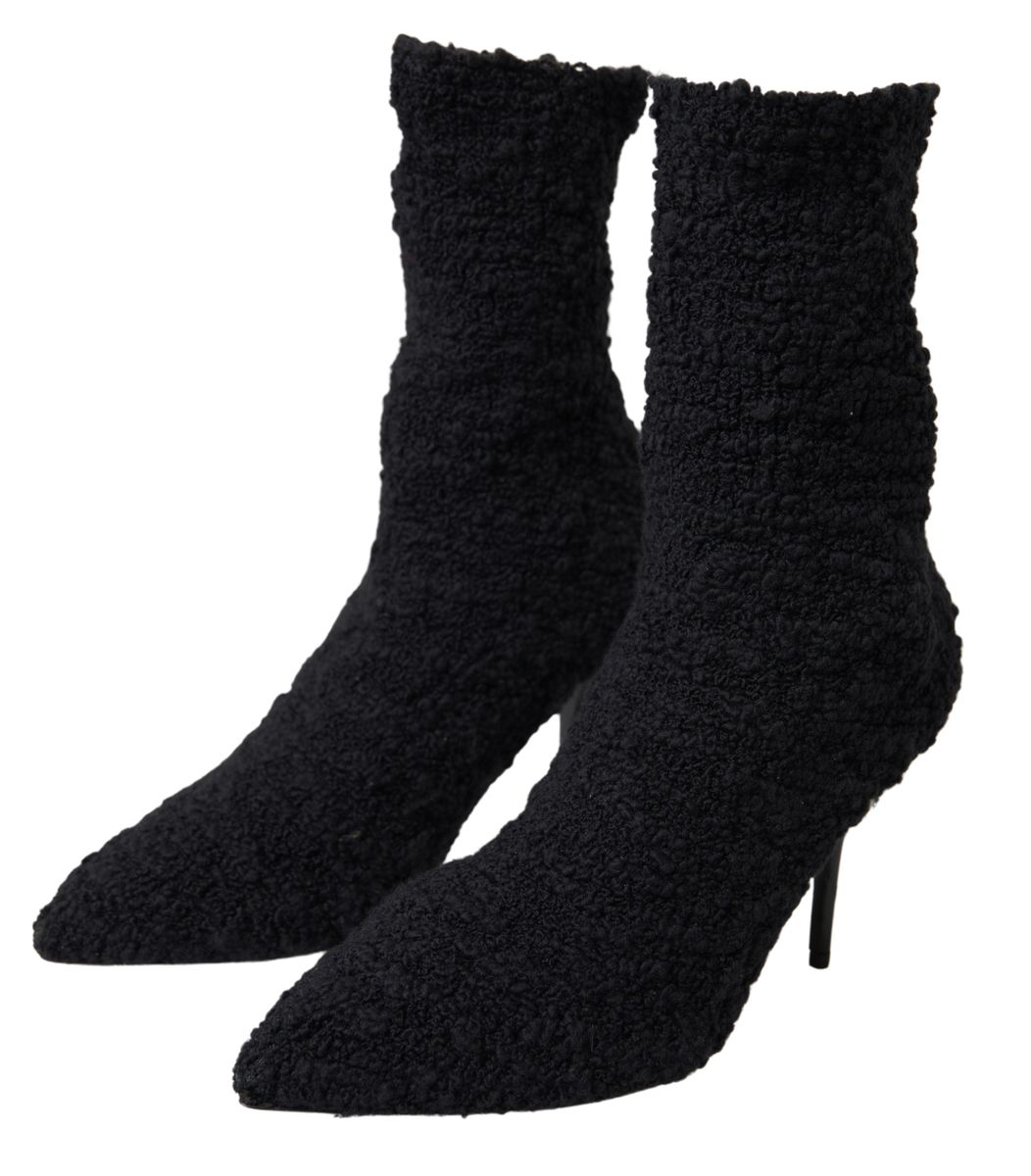Dolce & Gabbana Black Stiletto Heels Mid Calf Women's Boots