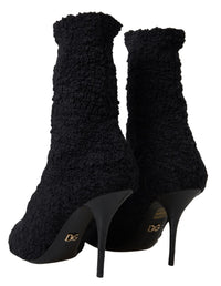 Dolce & Gabbana Black Stiletto Heels Mid Calf Women's Boots