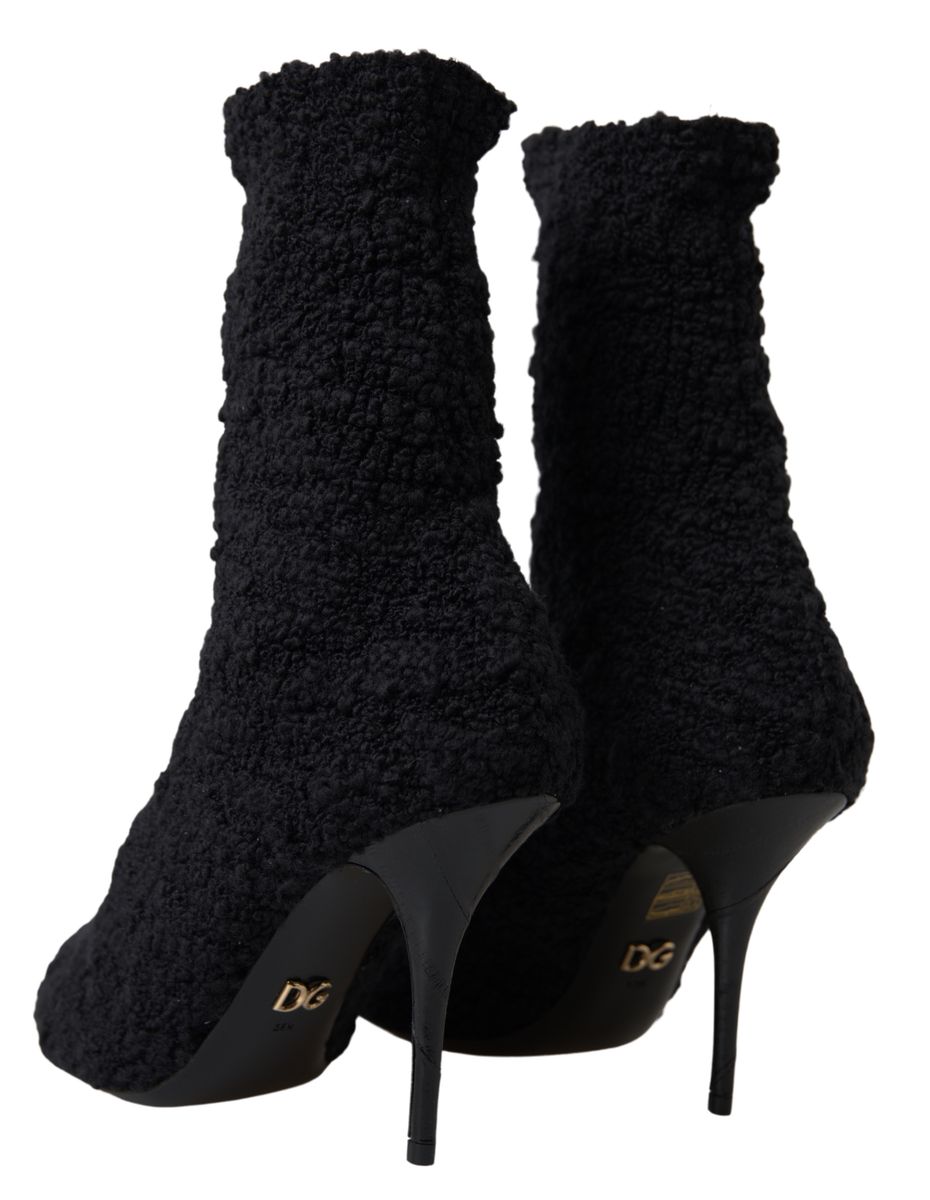 Dolce & Gabbana Black Stiletto Heels Mid Calf Women's Boots