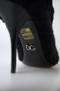 Dolce & Gabbana Black Stiletto Heels Mid Calf Women's Boots
