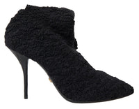 Dolce & Gabbana Black Stiletto Heels Mid Calf Women's Boots