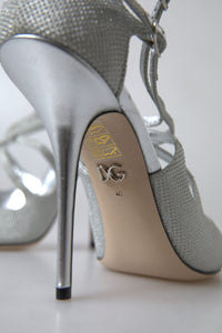 Dolce & Gabbana Silver Shimmers Sandals Heel Pumps Women's Shoes