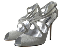 Dolce & Gabbana Silver Shimmers Sandals Heel Pumps Women's Shoes