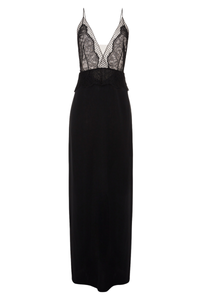 La Perla Honeycomb Shadows Long Silk Nightgown With Leavers Lace