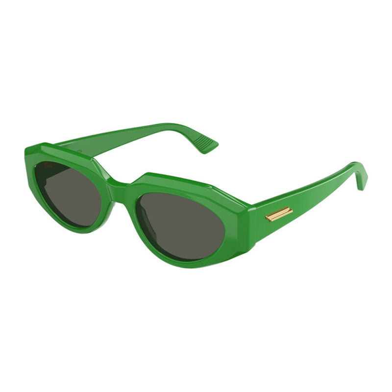 Bottega Veneta Sunglasses Cat Eye Full Rim, Shiny Green Frame and Grey Lens BV1031S005