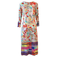 Johnny Was Women's Multi Color Fuji High Slit Knit Dress Midi Length