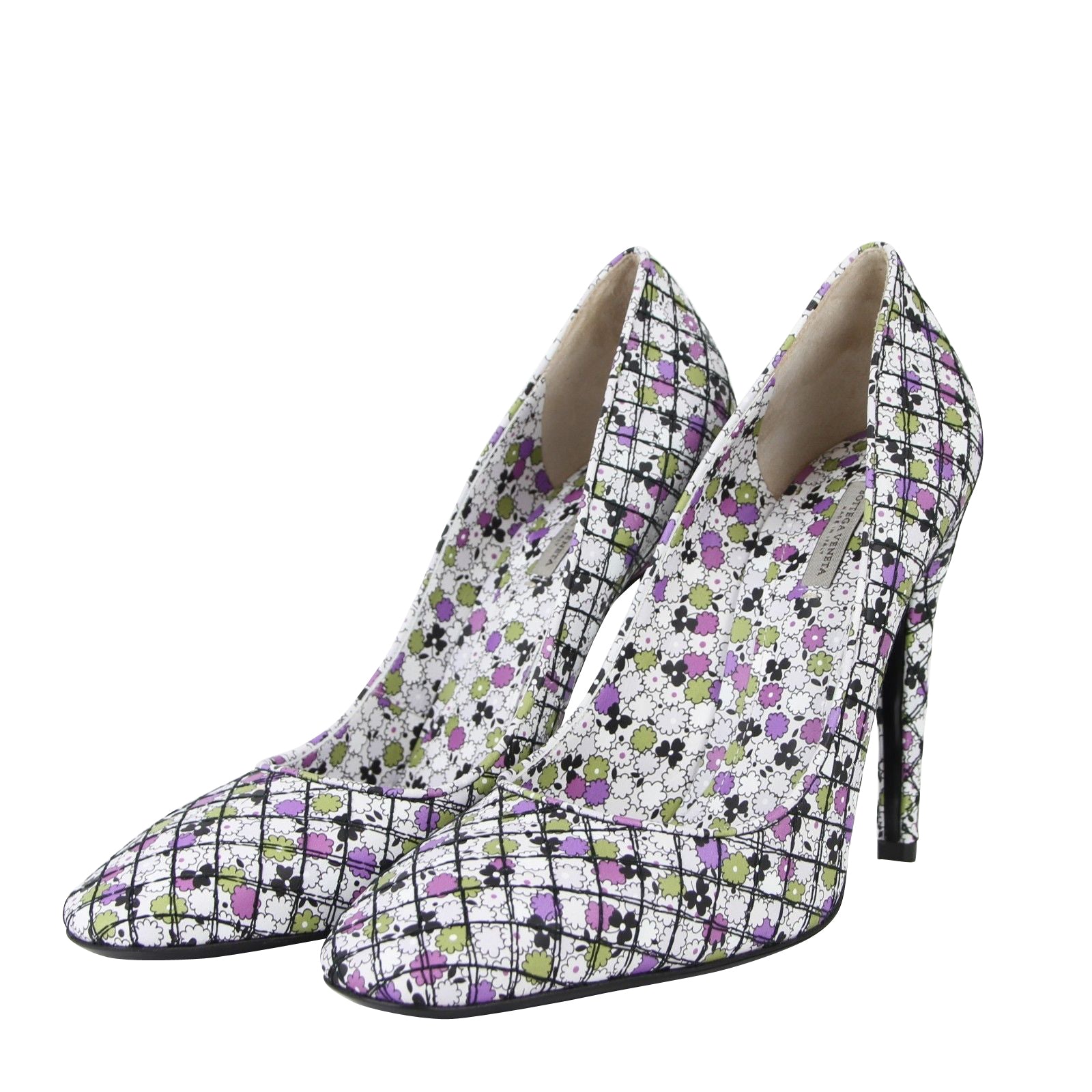 Bottega Veneta Bottega Veneta Women's Green / Purple Floral Leather Heels