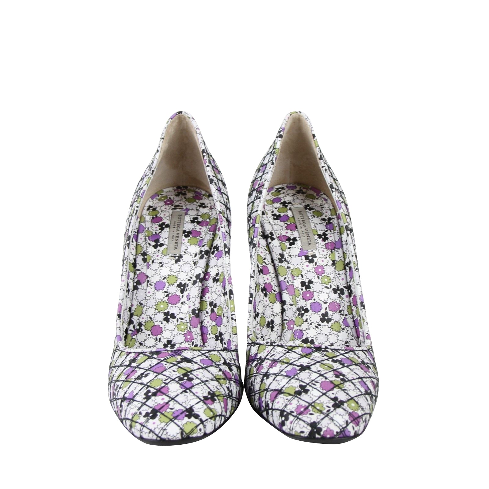 Bottega Veneta Bottega Veneta Women's Green / Purple Floral Leather Heels