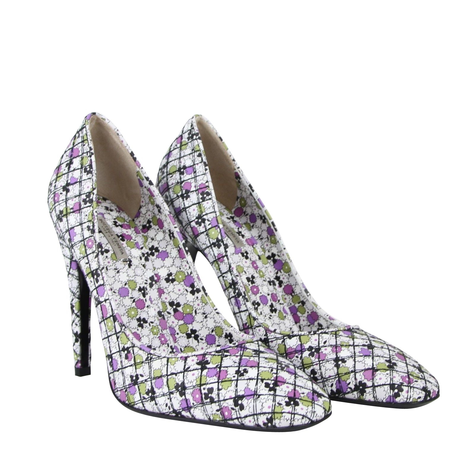 Bottega Veneta Bottega Veneta Women's Green / Purple Floral Leather Heels