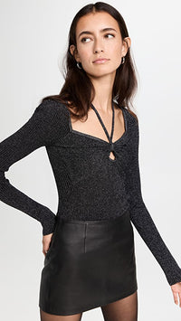 A.L.C. Women's Angela Top, Metallic Black