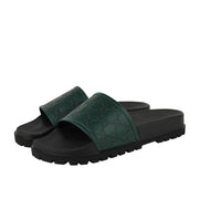 Gucci Men's Guccissima Pattern Green / Black Leather Sandals 431070 3020