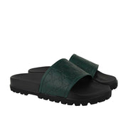 Gucci Men's Guccissima Pattern Green / Black Leather Sandals 431070 3020