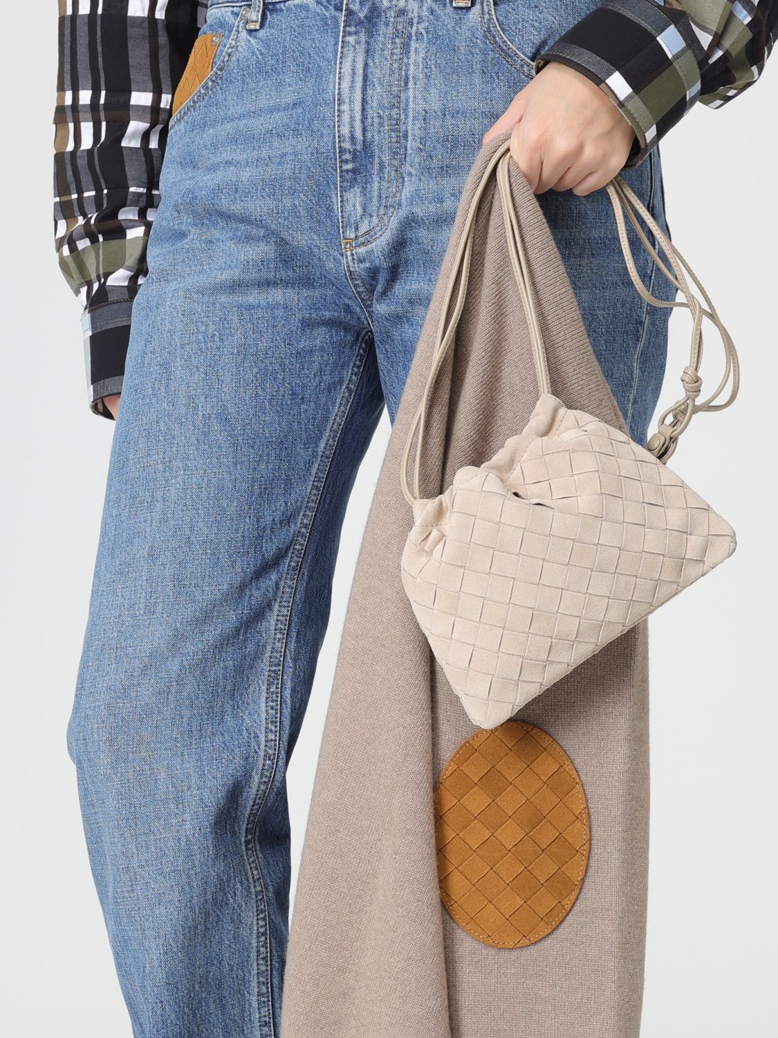 Bottega Veneta Women Sand Suede Crossbody Bag