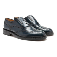 Saxone of Scotland Saxone of Scotland Elegant Blue Leather Brogue Men's Shoes