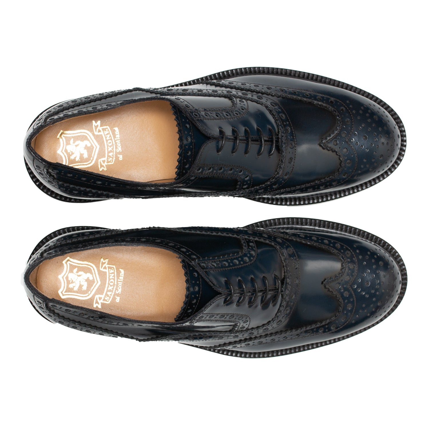 Saxone of Scotland Saxone of Scotland Elegant Blue Leather Brogue Men's Shoes