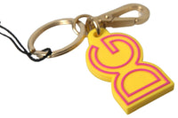 Dolce & Gabbana Dolce & Gabbana Yellow Rubber DG Logo Gold Brass Metal Keyring Women's Keychain