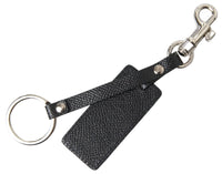 Dolce & Gabbana Dolce & Gabbana Black DG Logo Leather Silver Metal Men's Keychain