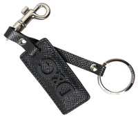 Dolce & Gabbana Dolce & Gabbana Black DG Logo Leather Silver Metal Men's Keychain