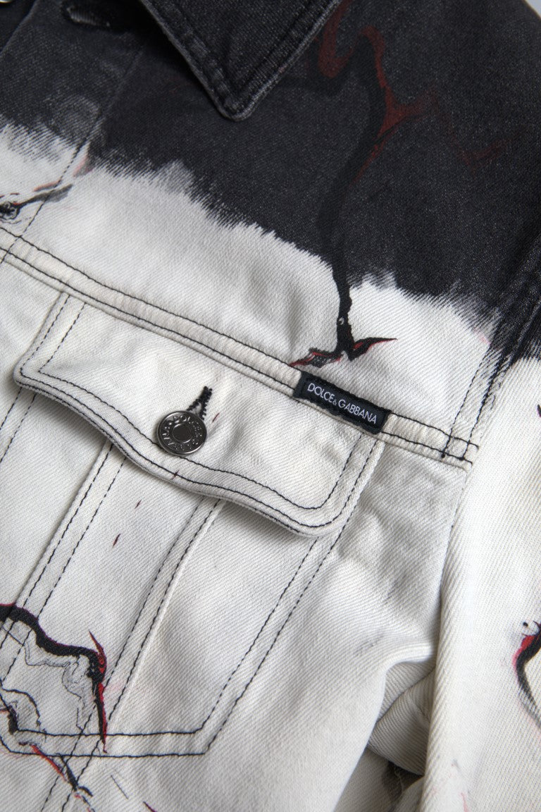Dolce & Gabbana Multicolor Cotton Collared Denim Men's Jacket