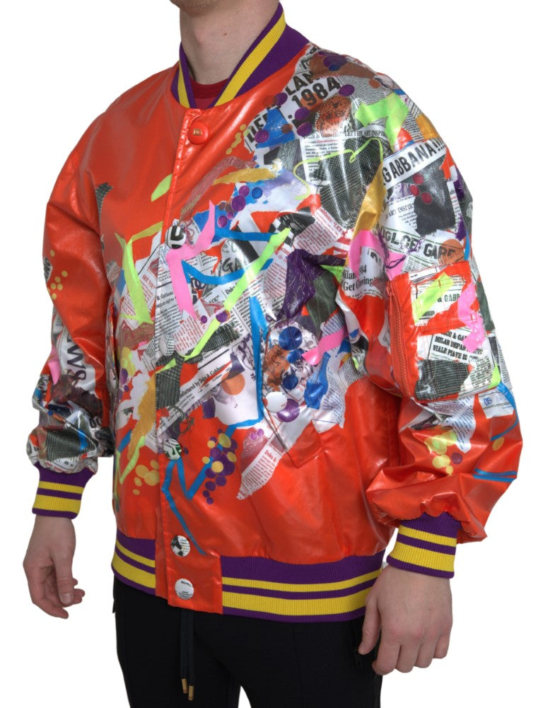 Dolce & Gabbana Orange Polyester Button Blouson Men's Jacket