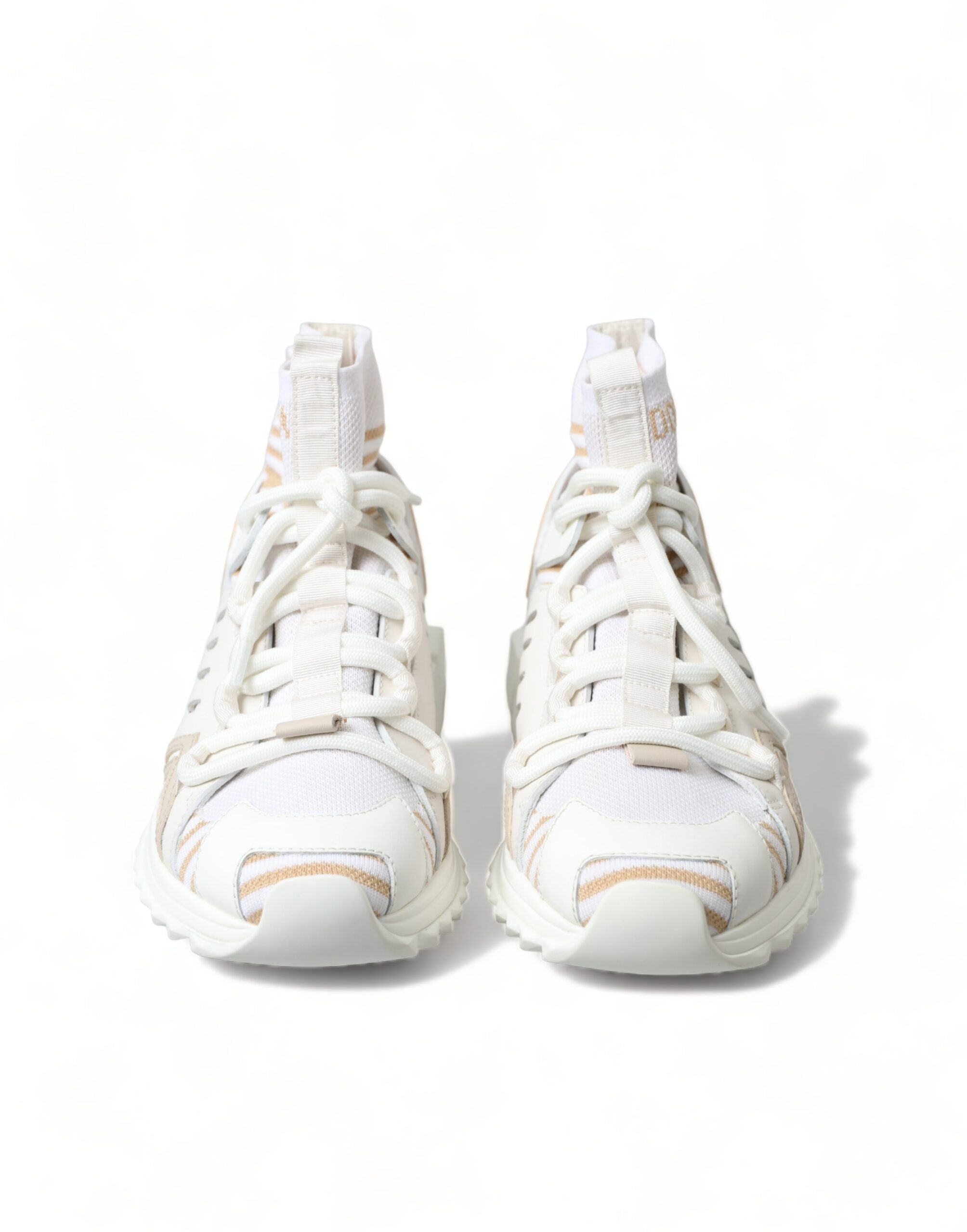 Dolce & Gabbana White Beige Sorrento Socks Sneakers Women's Shoes