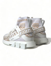 Dolce & Gabbana White Beige Sorrento Socks Sneakers Women's Shoes