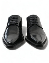 Dolce & Gabbana Dolce & Gabbana Black Leather Lace Up Formal Flats Women's Shoes