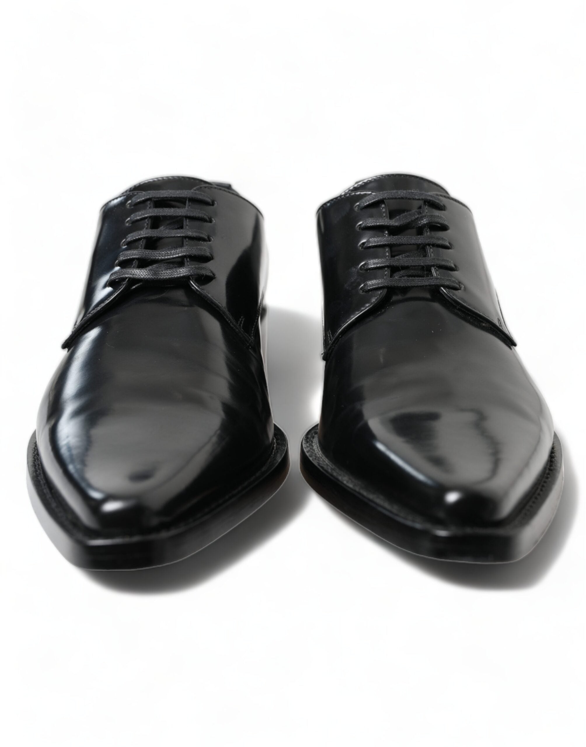 Dolce & Gabbana Dolce & Gabbana Black Leather Lace Up Formal Flats Women's Shoes