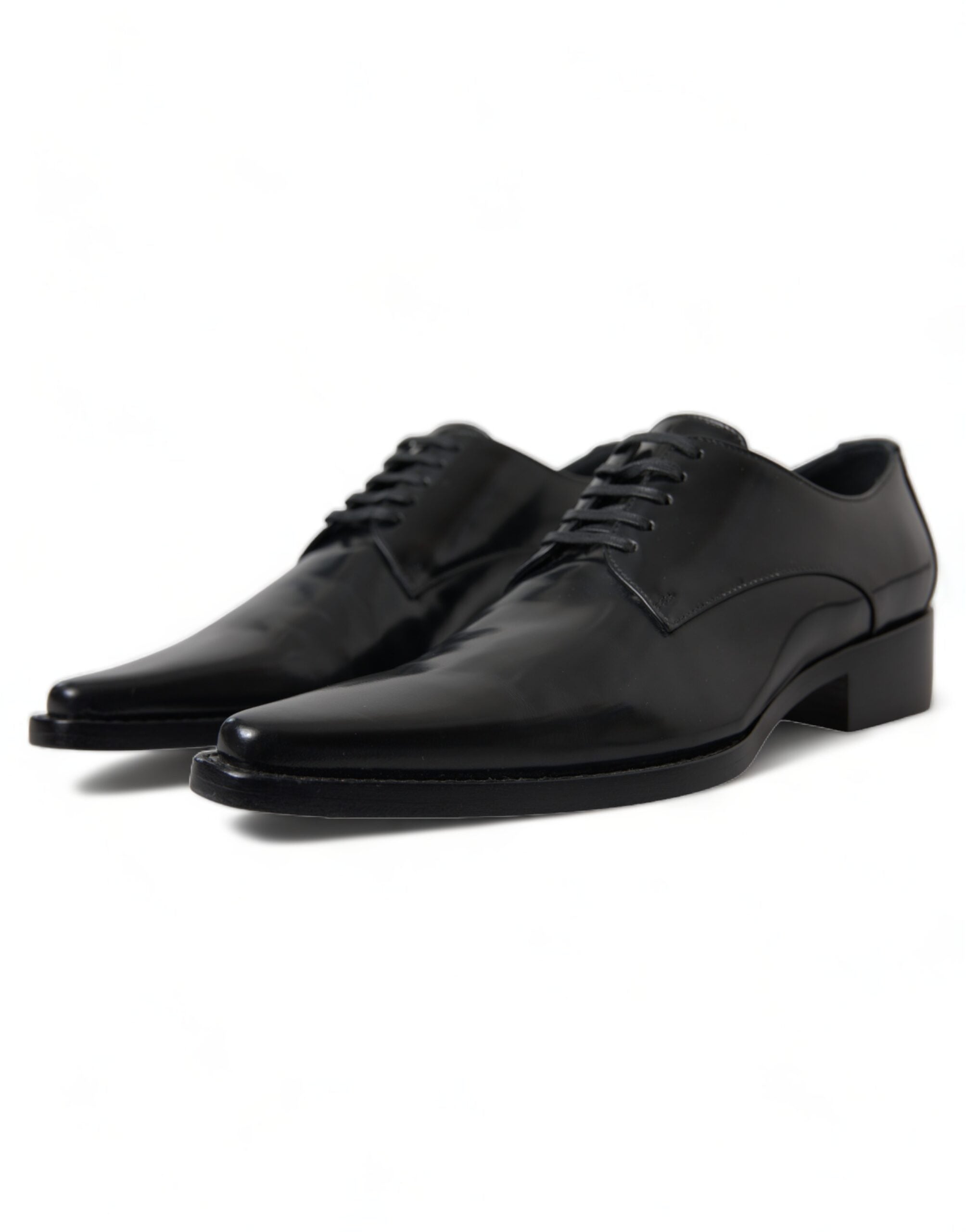 Dolce & Gabbana Dolce & Gabbana Black Leather Lace Up Formal Flats Women's Shoes