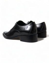 Dolce & Gabbana Dolce & Gabbana Black Leather Lace Up Formal Flats Women's Shoes