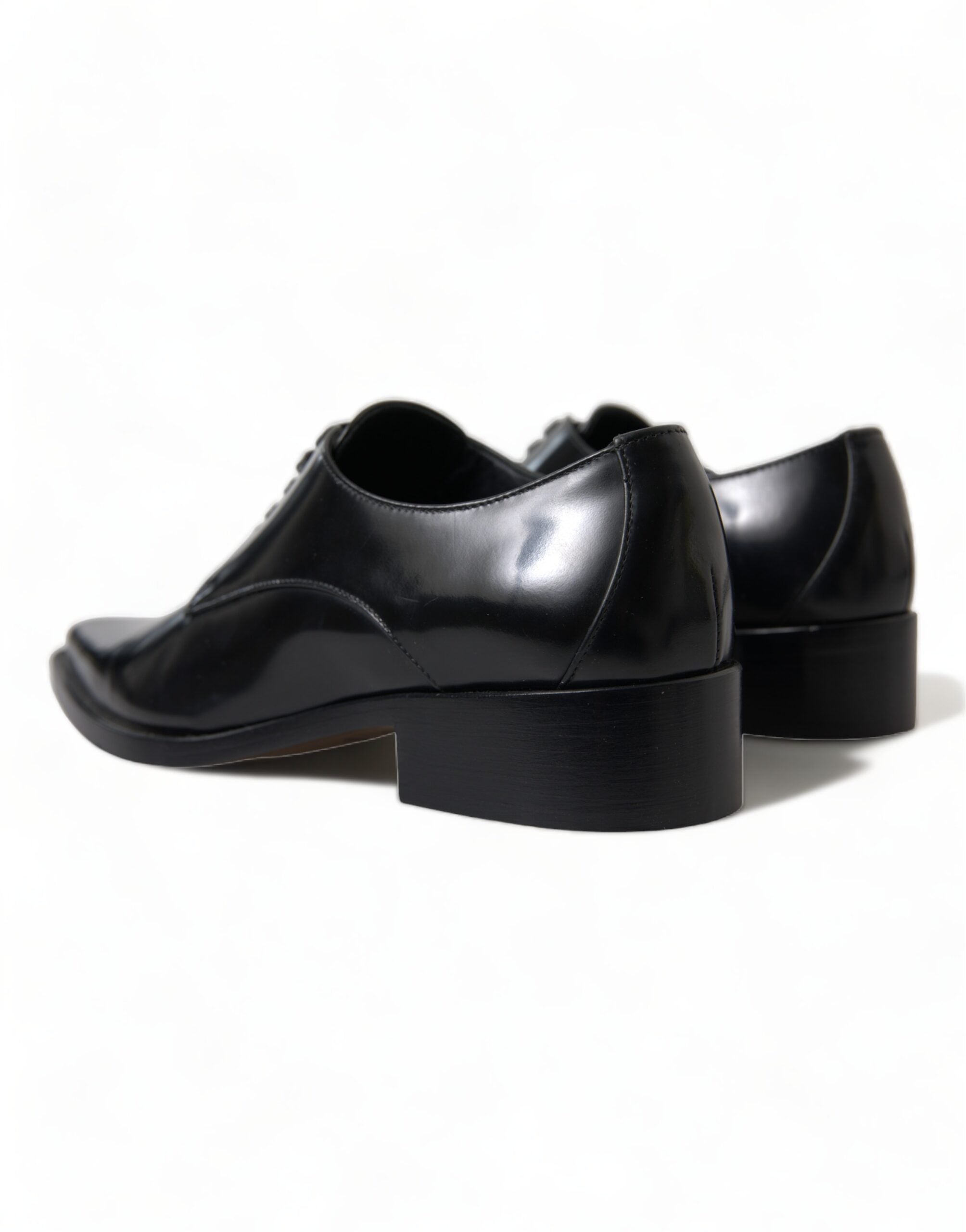 Dolce & Gabbana Dolce & Gabbana Black Leather Lace Up Formal Flats Women's Shoes