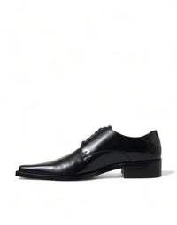 Dolce & Gabbana Dolce & Gabbana Black Leather Lace Up Formal Flats Women's Shoes