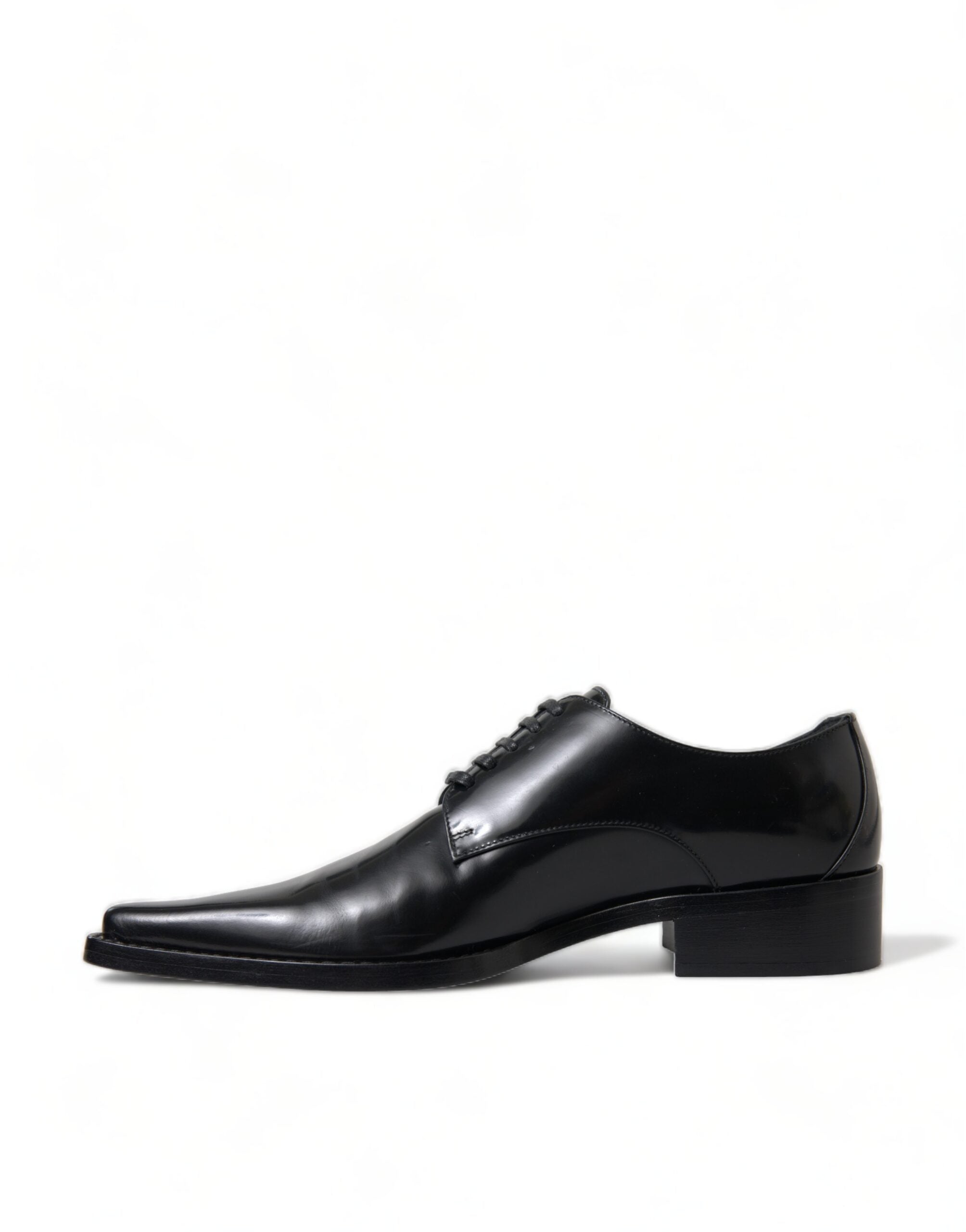 Dolce & Gabbana Dolce & Gabbana Black Leather Lace Up Formal Flats Women's Shoes
