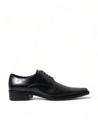 Dolce & Gabbana Dolce & Gabbana Black Leather Lace Up Formal Flats Women's Shoes
